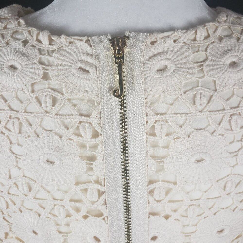 Juicy Couture Lace Dress Women 4 Cream Guipure Cap Sleeve Shift Dress Pockets - Picture 5 of 10